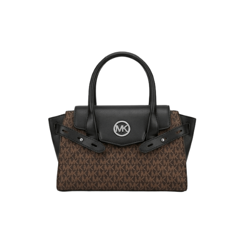 MK Carmen Logo Belted Satchel Black