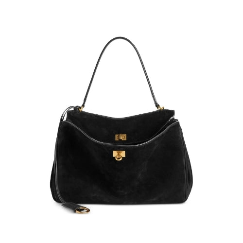 BALENCIAGA Rodeo Suede Handbag Black