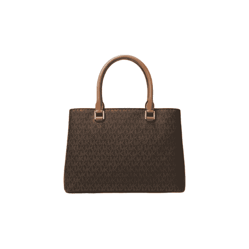MK Edith Logo Satchel Dark Brown
