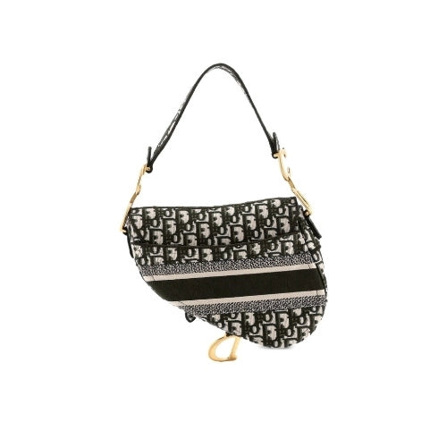 DIOR Oblique Jacquard Saddle Bag  Black