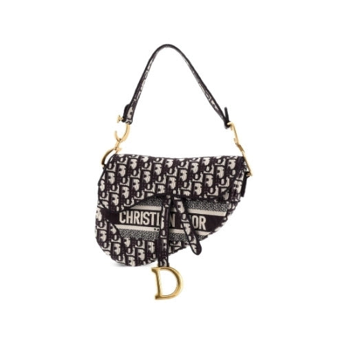 DIOR Oblique Jacquard Saddle Bag  Black
