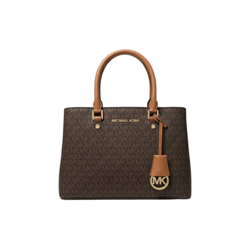 MK Edith Logo Satchel Dark Brown