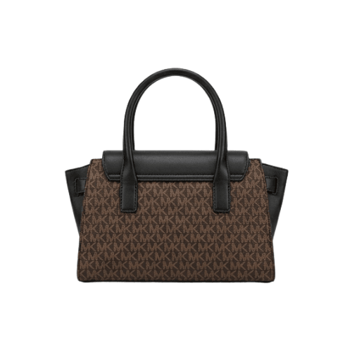 MK Carmen Logo Belted Satchel Black