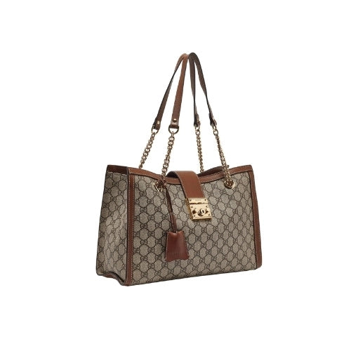 GUCCI Supreme Canvas Medium Padlock Shoulder Bag