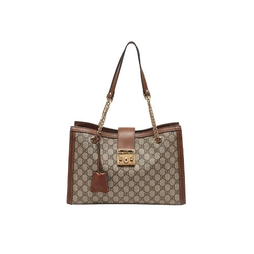 GUCCI Supreme Canvas Medium Padlock Shoulder Bag