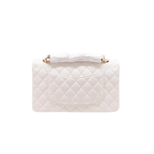 CHANEL Flap Bag Grained Calfskin White