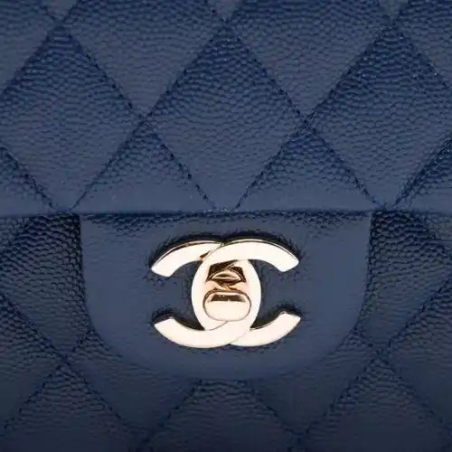 CHANEL Flap Bag Grained Calfskin Navy Blue