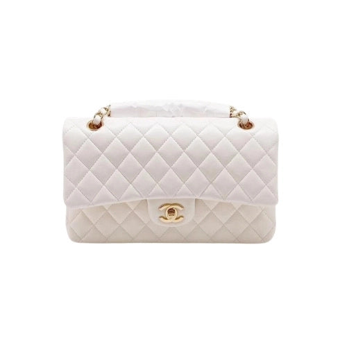 CHANEL Flap Bag Grained Calfskin White