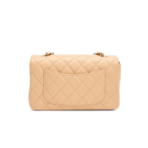 CHANEL Flap Bag Grained Calfskin Beige