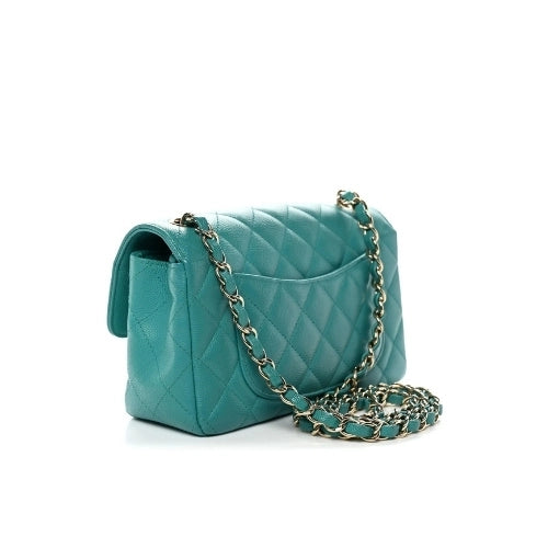 CHANEL Flap Bag Grained Calfskin Green