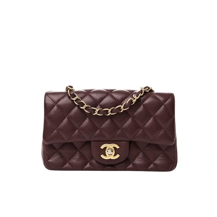 CHANEL Flap Bag Grained Calfskin Brown