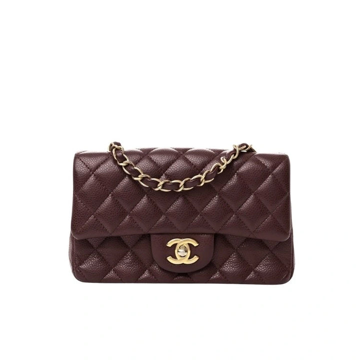 CHANEL Flap Bag Grained Calfskin Brown