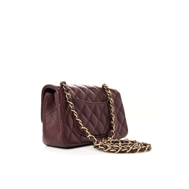 CHANEL Flap Bag Grained Calfskin Brown