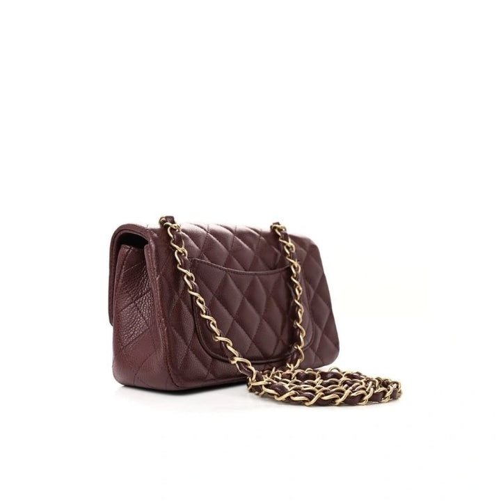 CHANEL Flap Bag Grained Calfskin Brown