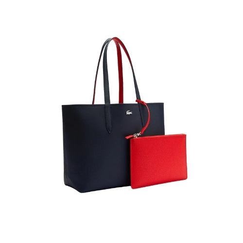 LACOSTE Anna Reversible Tote with Pouch Black Red