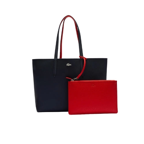 LACOSTE Anna Reversible Tote with Pouch Black Red