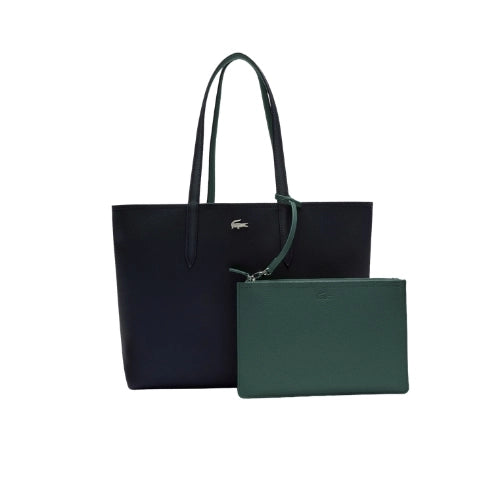 LACOSTE Anna Reversible Tote with Pouch Black Green