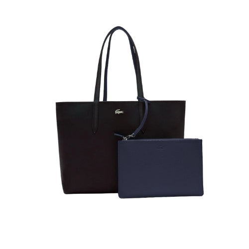 LACOSTE Anna Reversible Tote with Pouch Black Blue