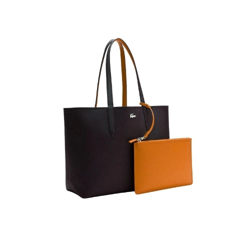 LACOSTE Anna Reversible Tote with Pouch Black Orange