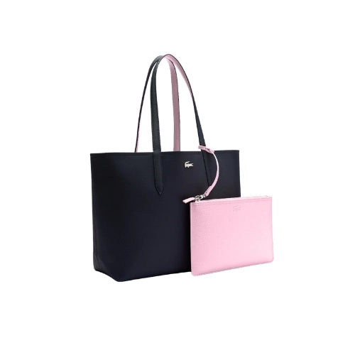 LACOSTE Anna Reversible Tote with Pouch Black Pink