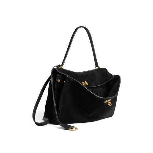 BALENCIAGA Rodeo Suede Handbag Black