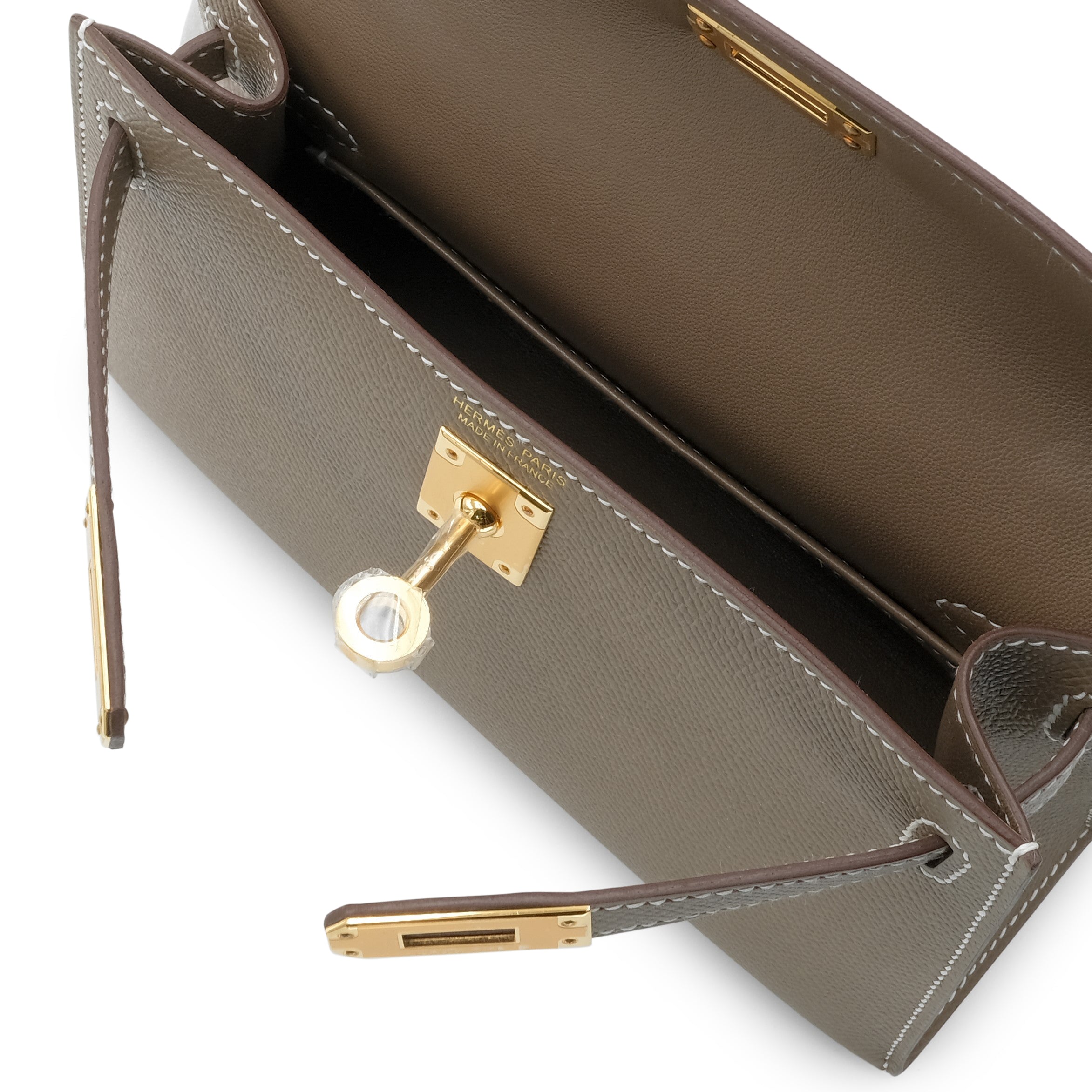 HERMES Etoupe Epsom Mini Kelly Gold Hardware
