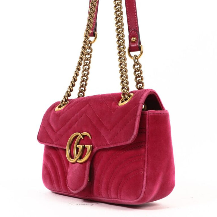 GUCCI GG Marmont shoulder bag quilted velvet (Pink)