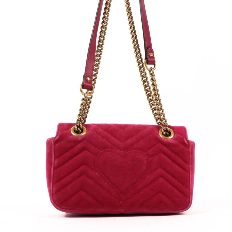 GUCCI GG Marmont shoulder bag quilted velvet (Pink)