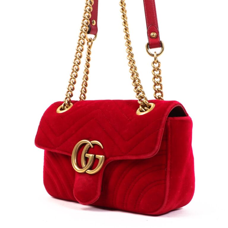 GUCCI GG Marmont shoulder bag quilted velvet (Red)