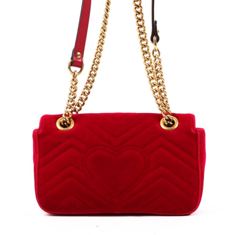 GUCCI GG Marmont shoulder bag quilted velvet (Red)