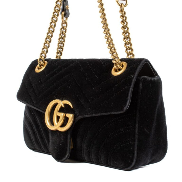 GUCCI GG Marmont shoulder bag quilted velvet (Black)