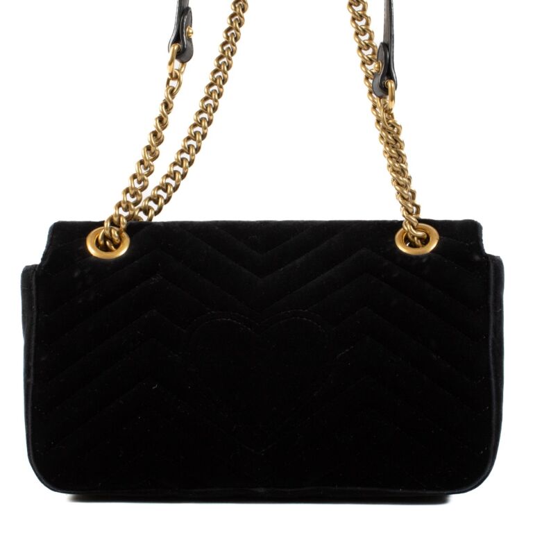 GUCCI GG Marmont shoulder bag quilted velvet (Black)